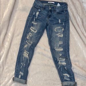 Mid Rise Ripped Jeans